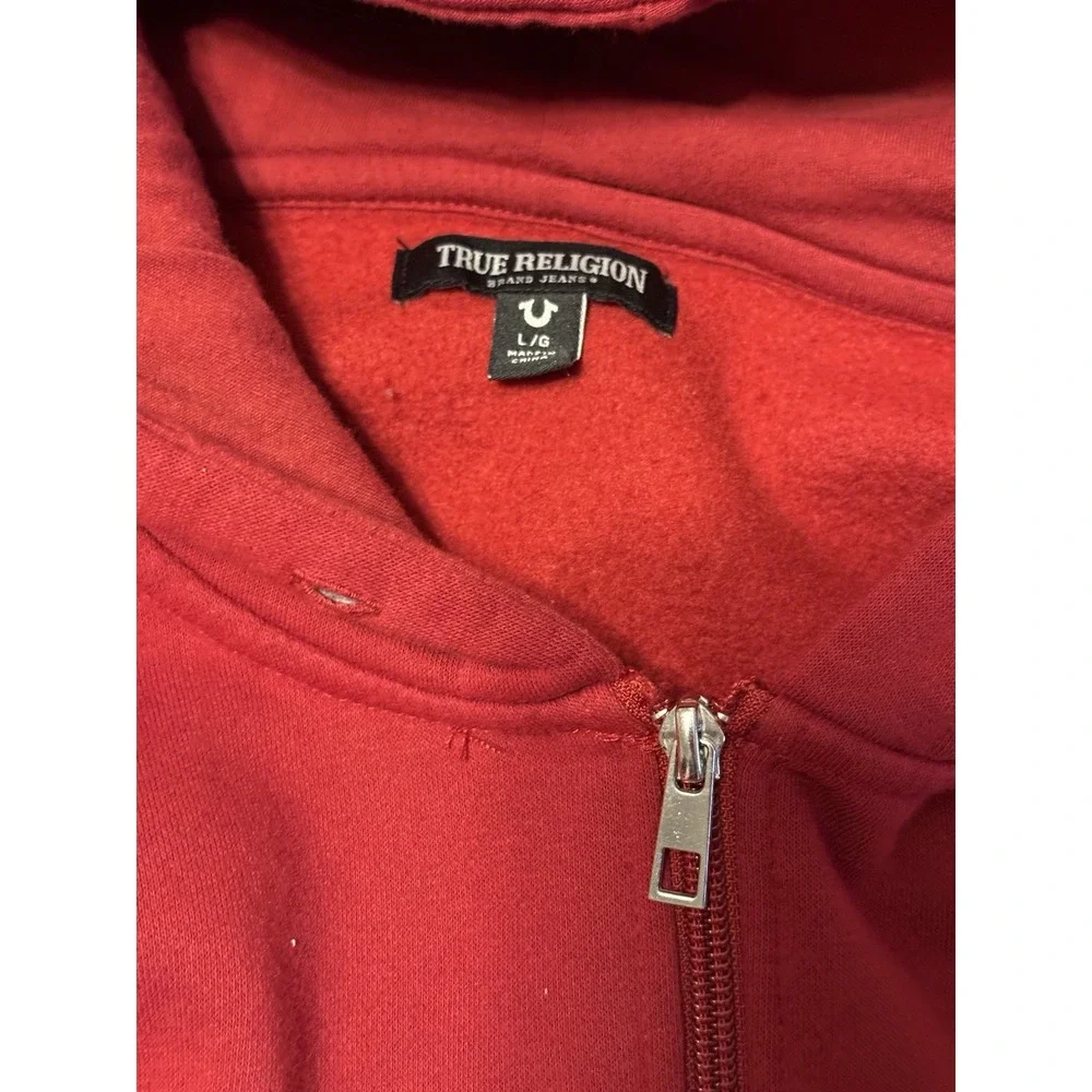 True Religion Men's Large‎ Sweatsuit Set Jogger and Pullover Hoodie, Red, Buddha